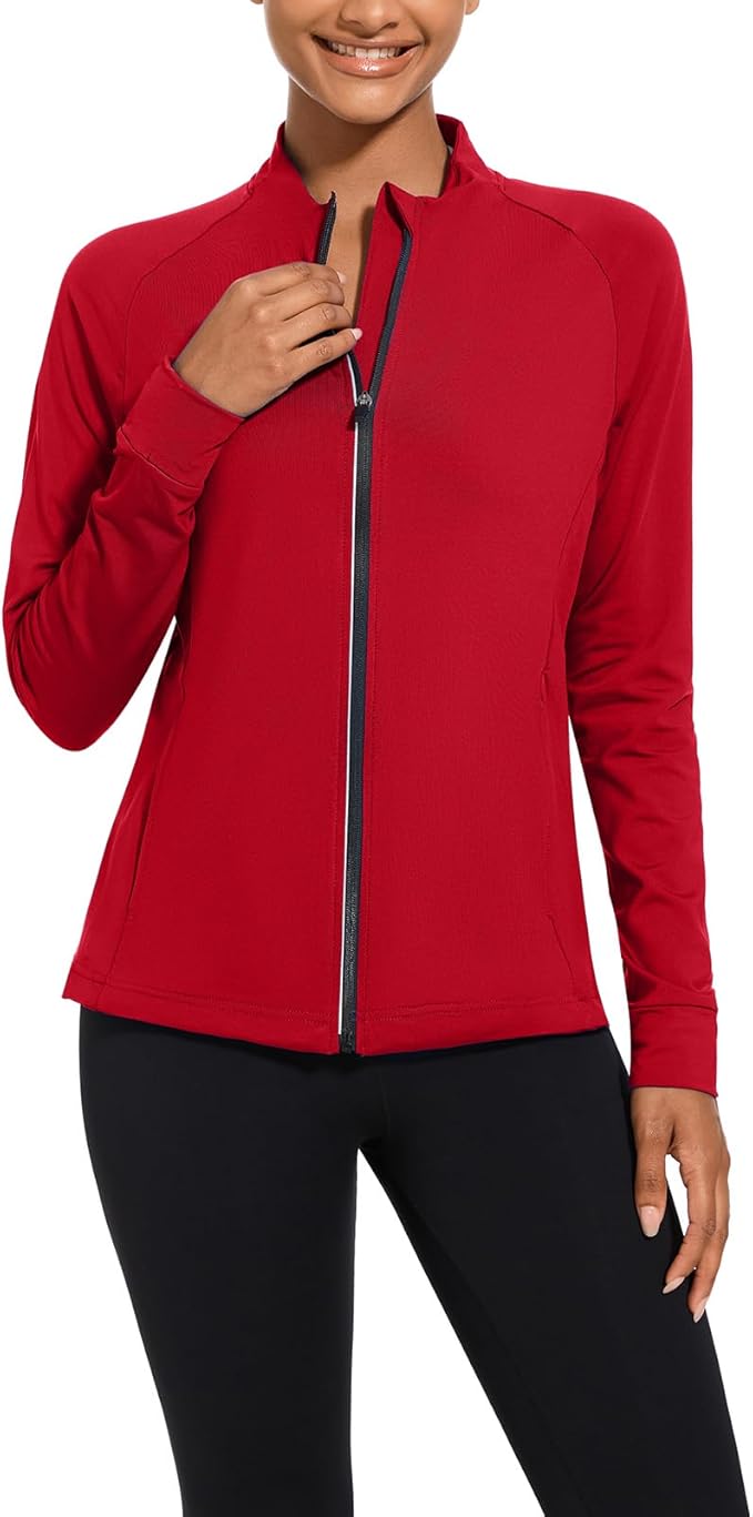 bpbtti Women's Polar Fleece Zip Up Workout Jackets with Pockets Slim Fit Cottony Soft Jacket for Running Athletic Yoga