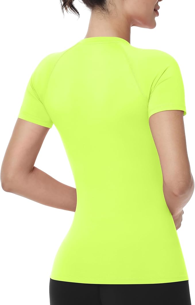 Runhit Compression Shirt Women Short Sleeve Workout Tops Athletic Gym Moisture Wicking T-Shirt Running Yoga Base Layer