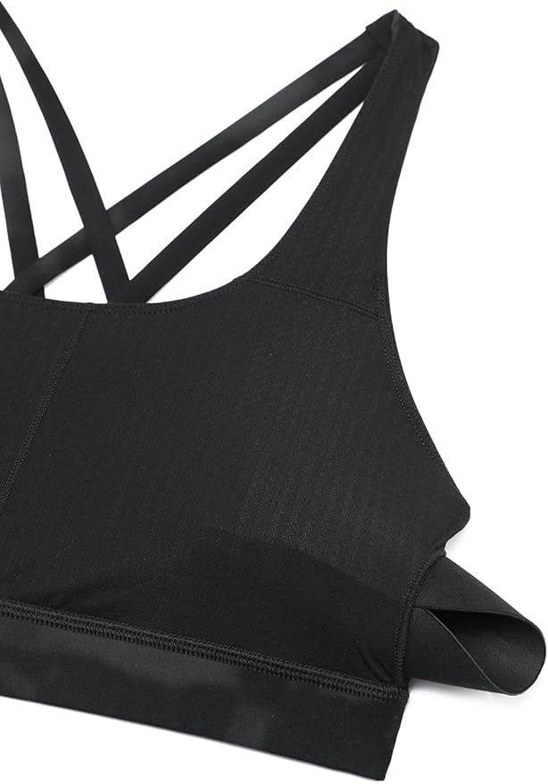 CRZ YOGA Naked Feeling Strappy Padded Sports Bras for Women - Fitness Workout Top Criss Cross Back Yoga Cami