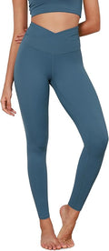 ODODOS Women's Cross Waist Yoga Leggings with Inner Pocket, 23"/25"/28" Gathered Crossover Workout Yoga Pants