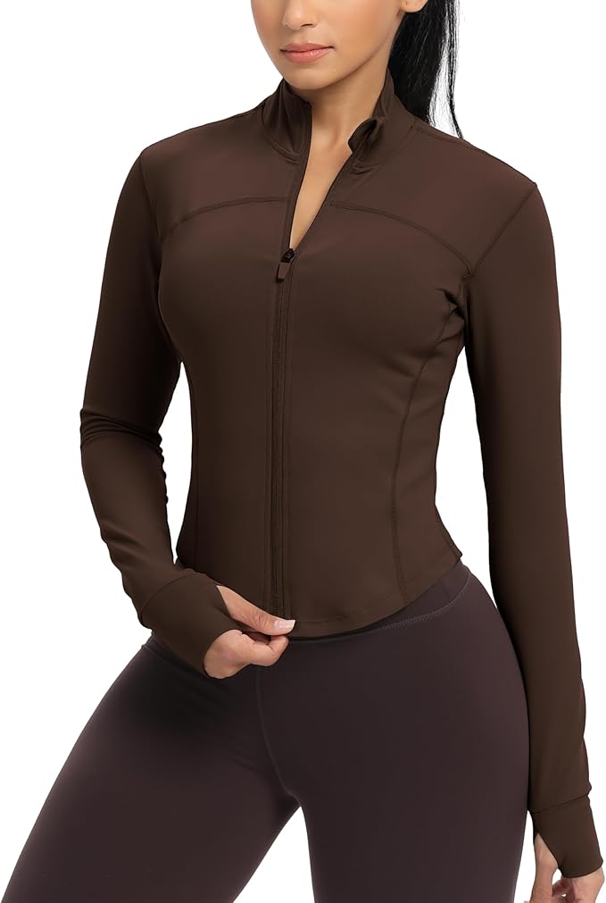 GYM RAINBOW Womens Zip Up Workout Jakcets Lightweight Slim Fit Running Athletic Jackets with Thumb Holes