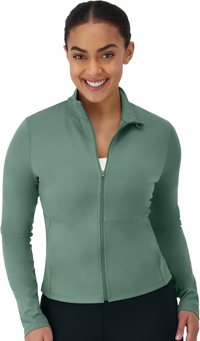 Hanes Women's Jacket, Moves Full-Zip Workout Jacket, Moisture-Wicking Outwear, Soft & Stretchy Athletic Wear for Women
