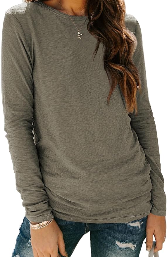 AUTOMET Women‘s Basic Long Sleeve Crewneck, Plus Size Winter & Spring Top, Casual Fall Tee for Teacher & Everyday Outfits