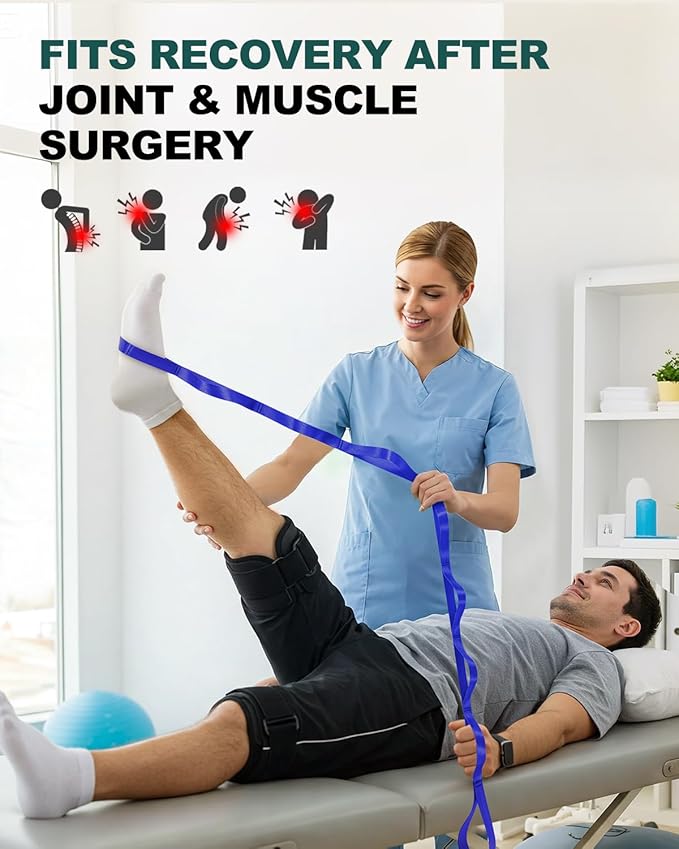 Trideer Stretching Strap for Physical Therapy & Home Rehab, Non-Elastic Yoga Strap for Stretching with Loops for Hamstring, Calf & Back Stretcher Mobility, Hip & Pilates