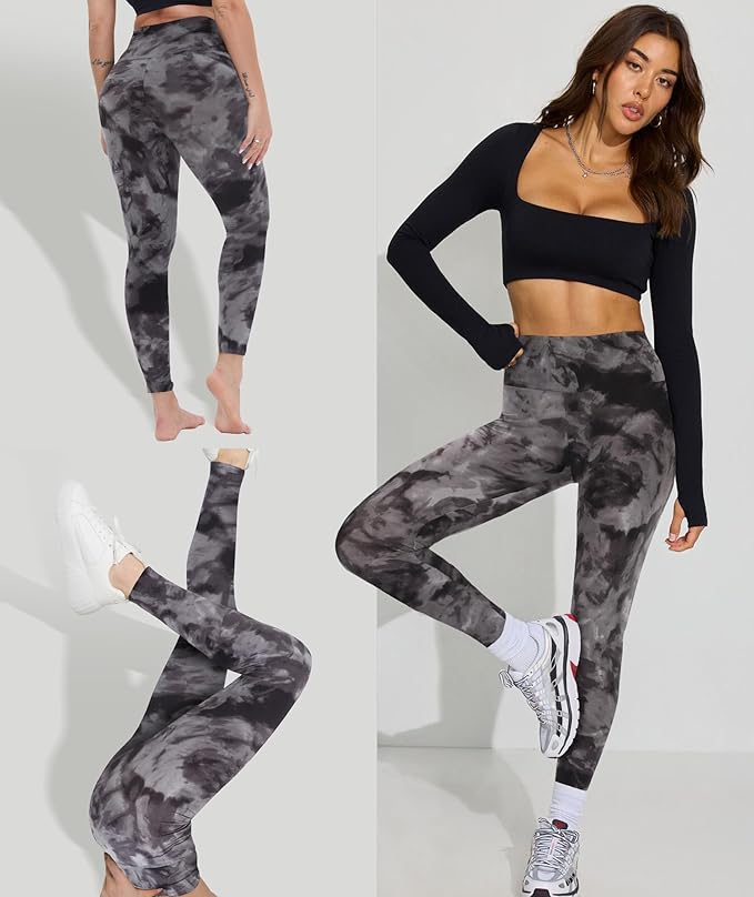 GAYHAY High Waisted Leggings for Women - Soft Opaque Slim Tummy Control Printed Pants for Running Cycling Yoga