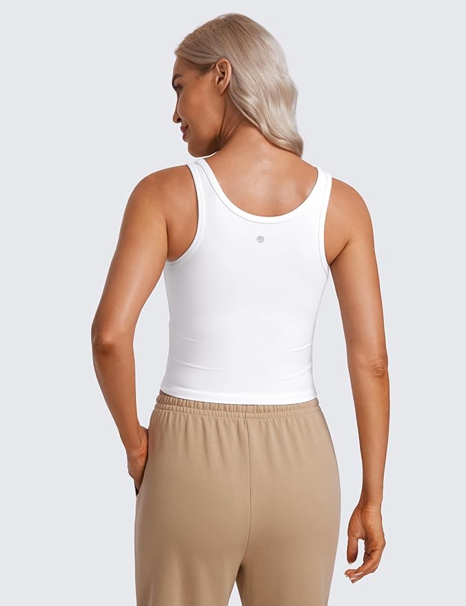 CRZ YOGA Butterluxe Double Lined Tank Tops for Women - Workout Casual Scoop Neck Racerback Crop Sleeveless Shirt