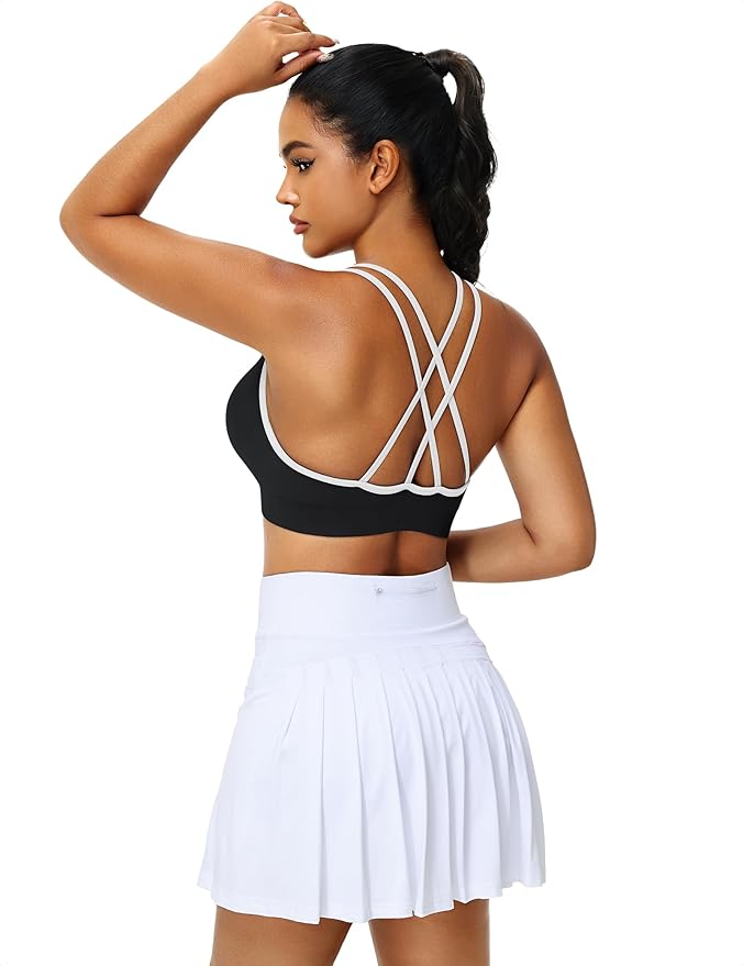 VEQKING Women's Cross Back Sports Bra Padded Strappy Medium Support Yoga Bra for Workout Fitness 3 Pack