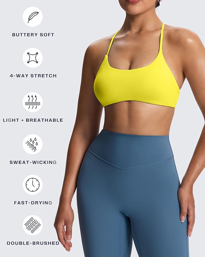 Aoxjox Women's Workout Sports Bras Fitness Trinity Ivy Low Impact Bra Yoga Crop Tank