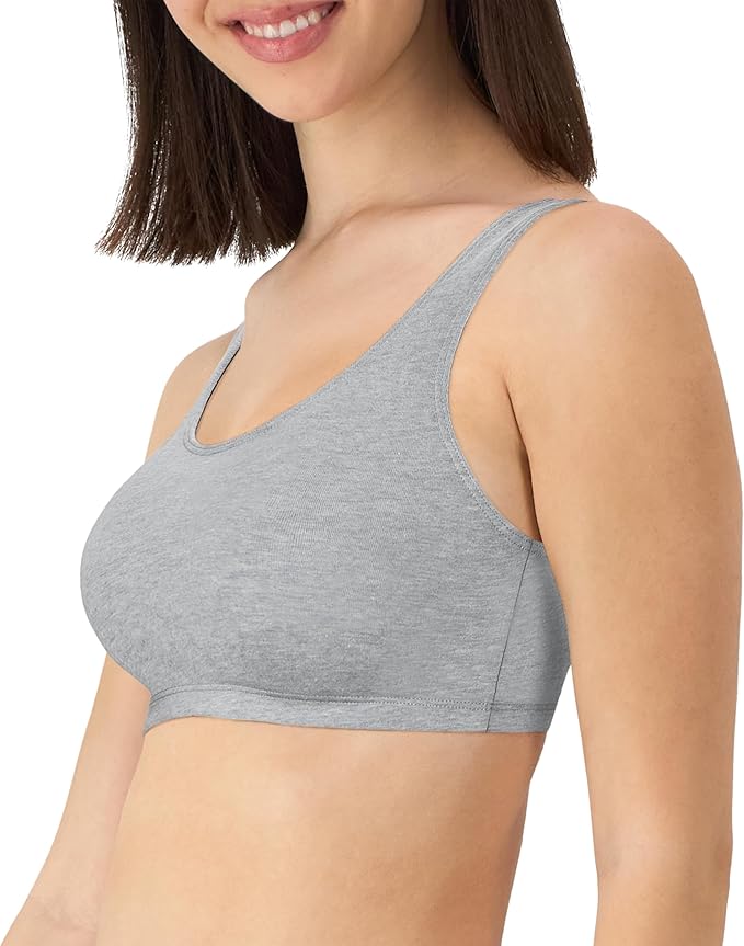 Hanes Women's Racerback Cotton T-Back Bralette (3 Pack)