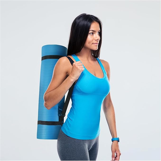 Fitvids Yoga Mat, 1/2-Inch Extra Thick High Density Exercise Mat, Anti-Tear Exercise Yoga Mat with Carrying Strap, Suitable for Various Yoga Exercises