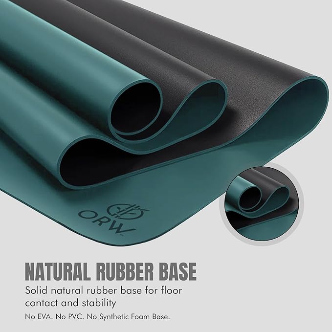 ORW Non Slip Hot Yoga Mat - Grip Surface & Natural Rubber Base, REACH Tested, Home & Studio Practice