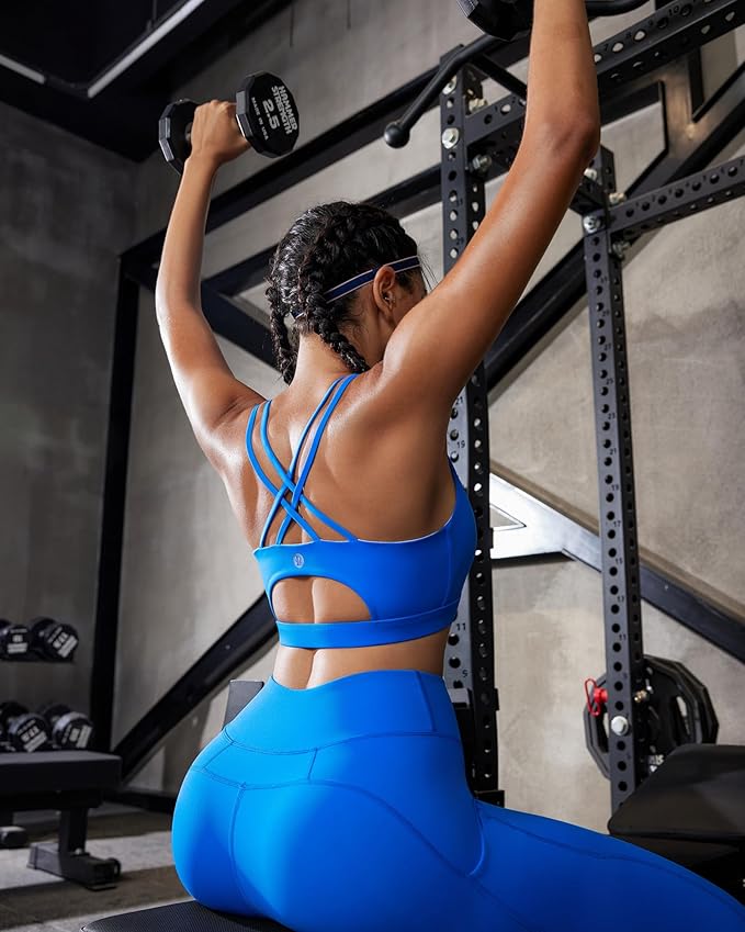RUNNING GIRL Sports Bras for Women,Padded Sports Bra Tank Top Sexy Crisscross Back High Impact Longline Workout Yoga Bra