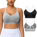 VEQKING Women's Cross Back Sports Bra Padded Strappy Medium Support Yoga Bra for Workout Fitness 3 Pack