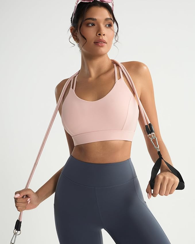 RUNNING GIRL Sports Bras for Women,Strappy Crisscross Back Padded Low Impact Running Sports Bra with Removable Cups