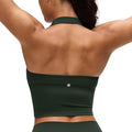 CRZ YOGA Butterluxe Halter Crop Tank Tops for Women - Open Back Padded Longline Sports Bras Workout Gym