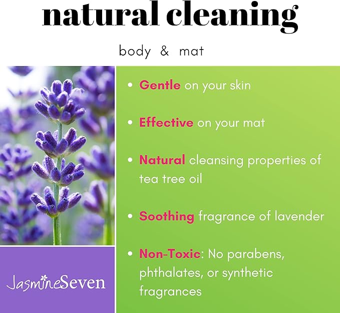Yoga Wipes for Body and Mat - Natural Lavender and Tea Tree - 45 Wipes in Resealable Canister - by Jasmine Seven