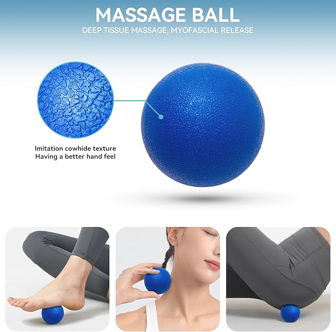 Krightlink 5 in 1 Foam Roller Set for Deep Tissue Muscle Massage, High Density Trigger Point Fitness Patented Exercise Foam Roller, Massage Roller, Massage Ball, Resistance Band, for Whole Body