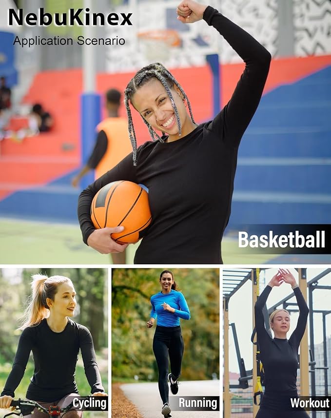 NebuKinex 5 Pack Women's Compression Shirt Long Sleeve Workout Tops Athletic Baselayer Quick Dry Gym Yoga Running T-Shirt