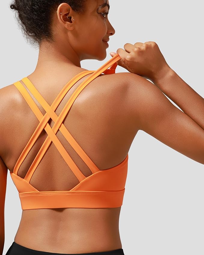 RUNNING GIRL High Impact Sports Bras for Women - Scoop Neck Strappy Sports Bra High Support Moulded Cup Workout Bra