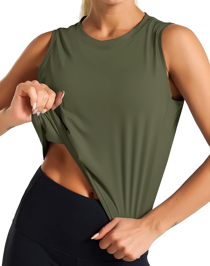 Dragon Fit Womens Ice Silk Workout Tank Tops Sleeveless Cropped Yoga Shirt for Running Gym Summer