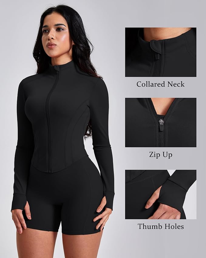 GYM RAINBOW Workout Jackets for Woman Lightweight Athletic Full Zip Running Jacket BBL Cropped Jackets Slim With Thumb Holes