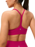 Womens Y Back Padded Sports Bra Strappy U Neck Butter Soft Low Impact Workout Bras Yoga Pilates Walking