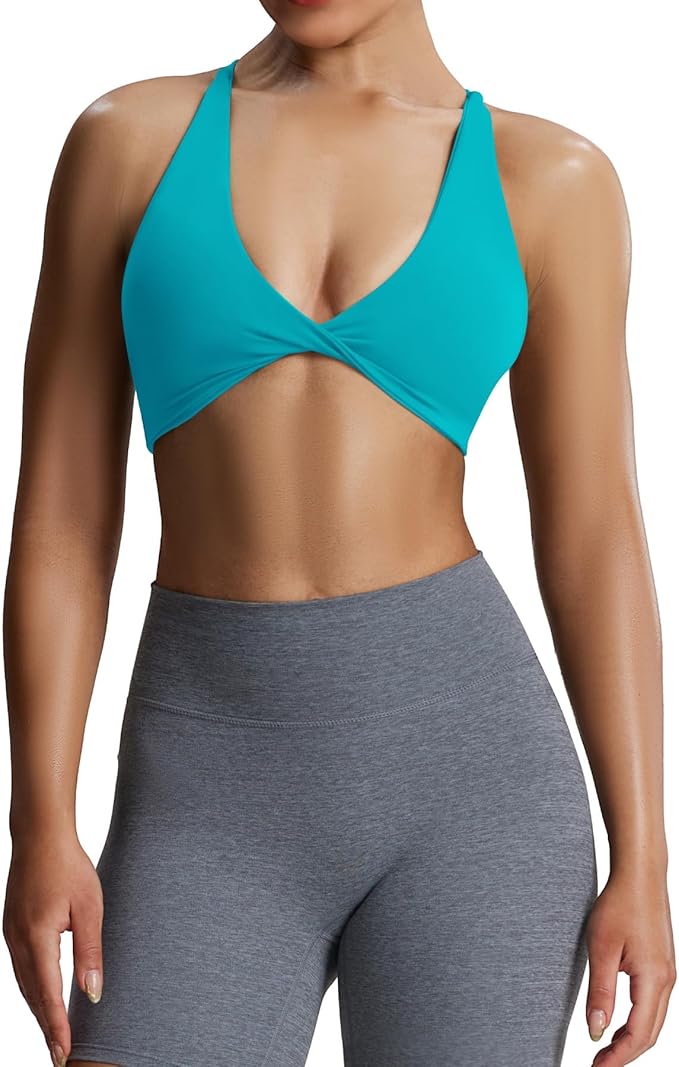 Aoxjox Women's Workout Sports Bras Fitness Metamorph Sienna Twist Bra Yoga Crop Tank