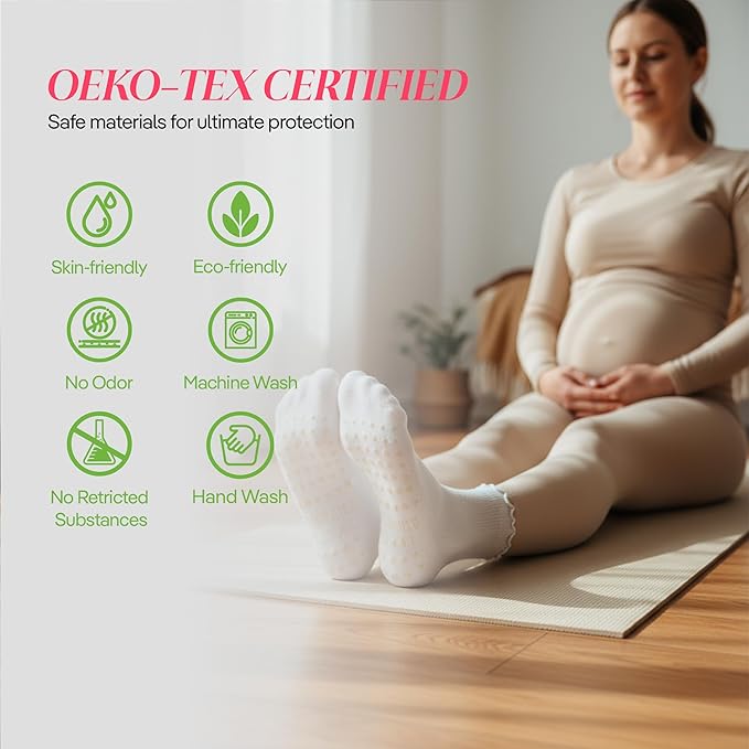 CoolMate Pilates Socks with Grips for Women, Yoga Socks, Crew Non Slip Women for Barre, Pilates Gifts for Women