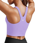 PINSPARK Women Sports Bra High Neck Racerback Workout Crop Tank Top Longline Padded Yoga Tops with Built in Pads