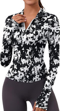 LOMON Womens Long Sleeve Workout Tops Quick Dry Quarter Zip Pullover Crop Yoga Athletic Slim Fit Shirts