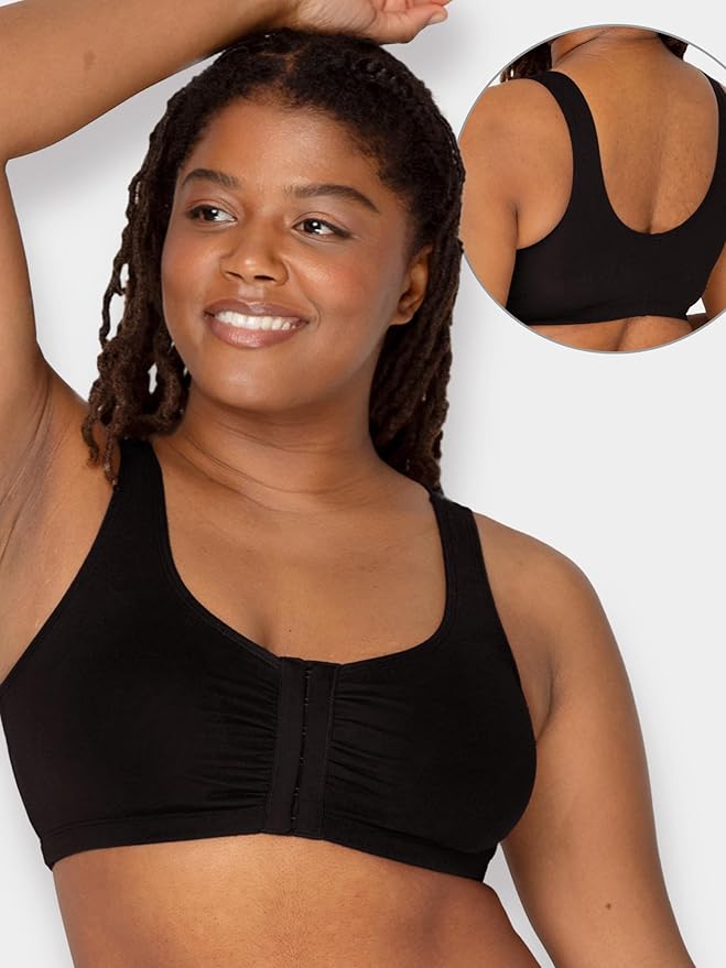 Fruit of the Loom Women's 96014PK Comfort Cotton Blend Front Close Sports Bra 2 Pack