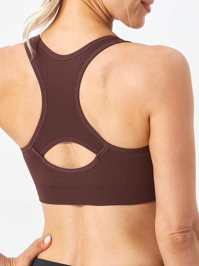 FITTIN Racerback Sports Bras for Women - Padded Comfortable Seamless Support for Yoga Workout Gym - for Plus Size Large Bust