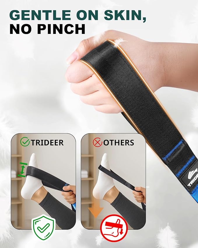 Trideer Stretching Straps with Loops, Non-Elastic Yoga Straps for Stretching, Durable Nylon Exercise Bands with Loops for Physical Therapy Flexibility, Yoga,Hamstring Leg Stretcher with Guidance