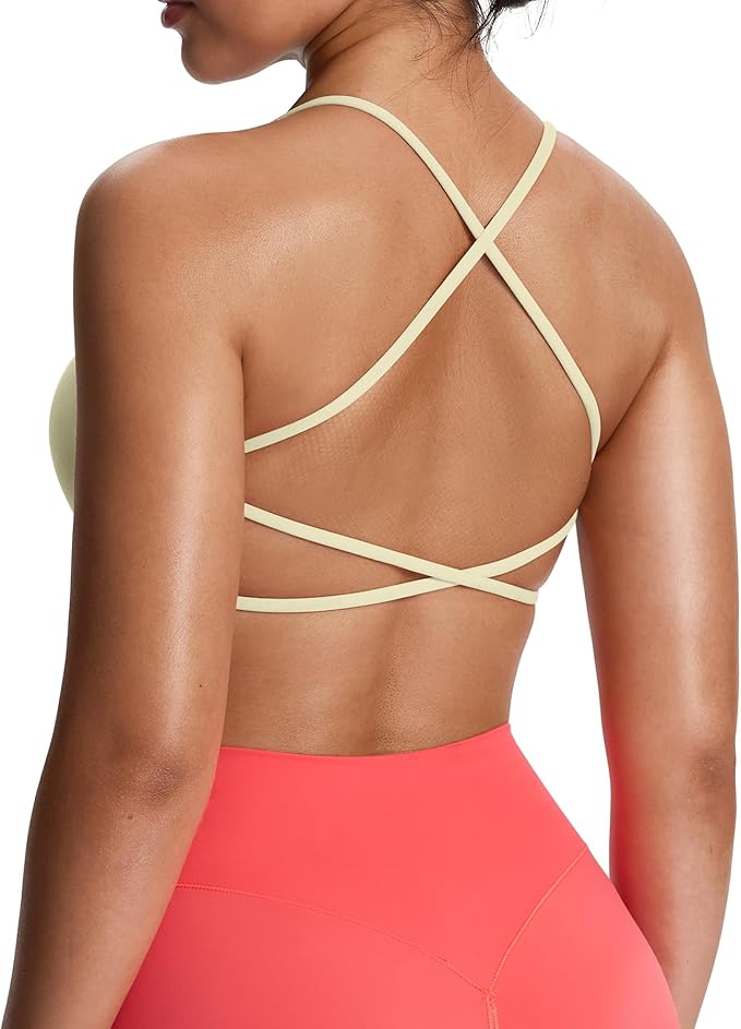 Aoxjox Women's Workout Sports Bras Fitness Trinity Ivy Low Impact Bra Yoga Crop Tank