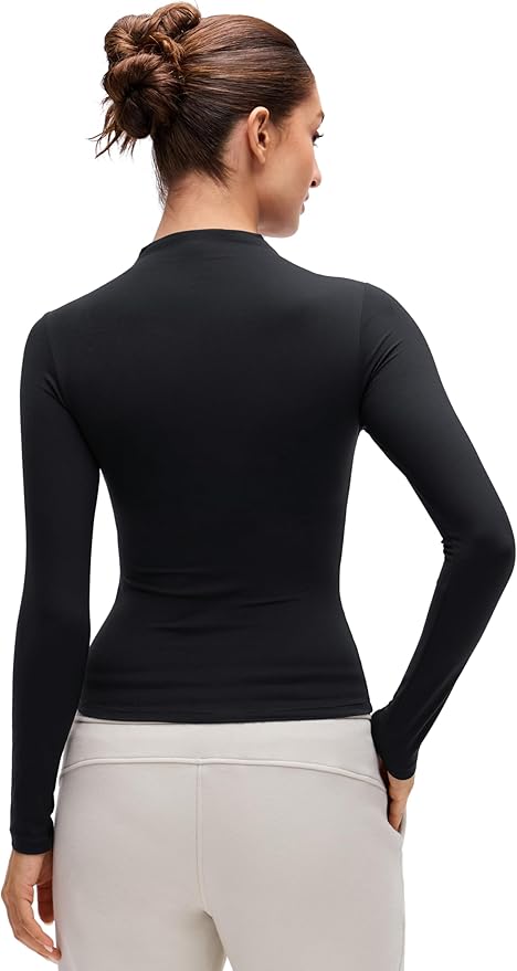 CRZ YOGA Softembrace Mock Neck Long Sleeve Shirts for Women - Casual Going Out Comfort Tops Soft Fitted Layer Underwear Tees