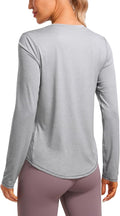 CRZ YOGA Lightweight Workout Long Sleeve Shirts for Women - Gym Running Fall Athletic Training T-Shirts High Neck Tops