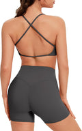 OMKAGI Workout Sets for Women Open Back Strappy Sports Bra Booty Biker Shorts Gym Outfits