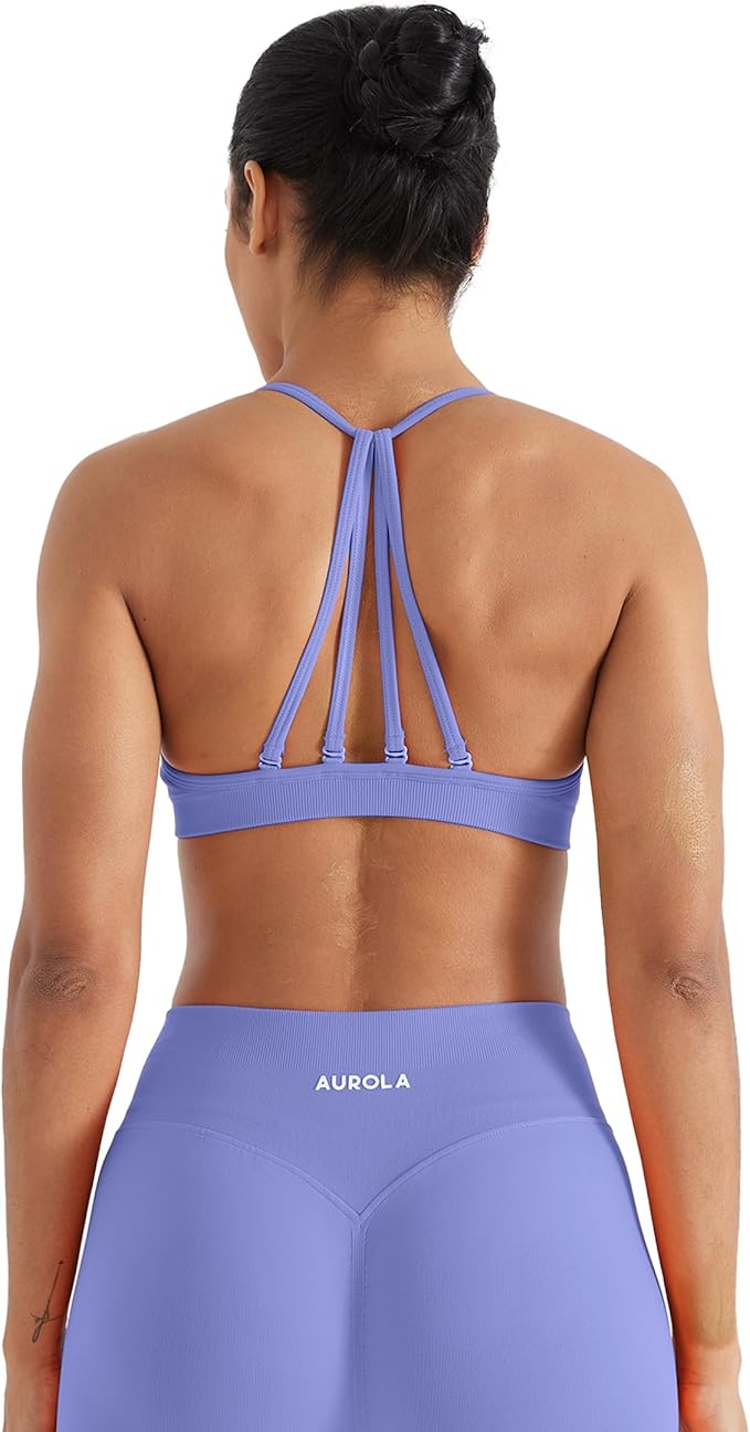 AUROLA Mercury Workout Sports Bras Women Athletic Removable Padded Backless Strapy Minimal Crop Top