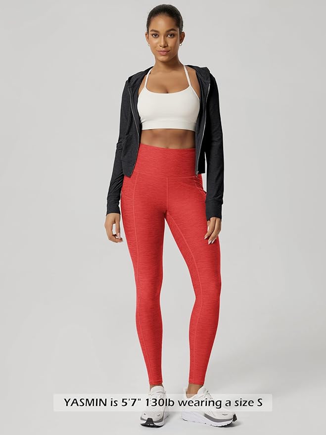 ODODOS Women's High Waisted Yoga Leggings with Pockets, Tummy Control Non See Through Workout Athletic Running Yoga Pants
