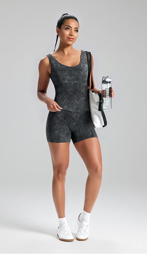 Alaroo Workout Sets for Women 2 Piece U Neck Crop Tank Top High Waisted Shorts Athletic Gym Yoga Outfits Activewear