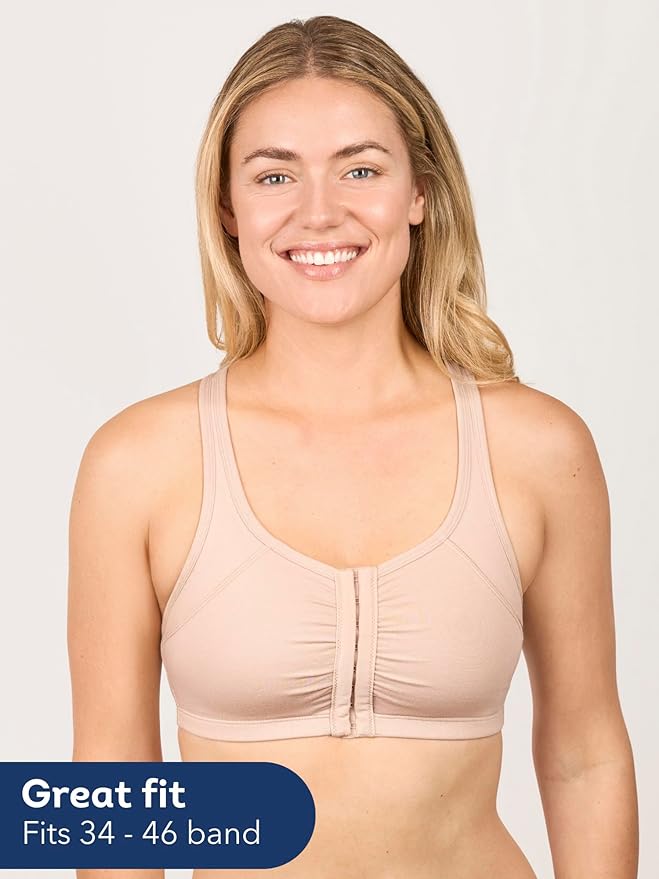 Fruit of the Loom Women's 96014PK Comfort Cotton Blend Front Close Sports Bra 2 Pack