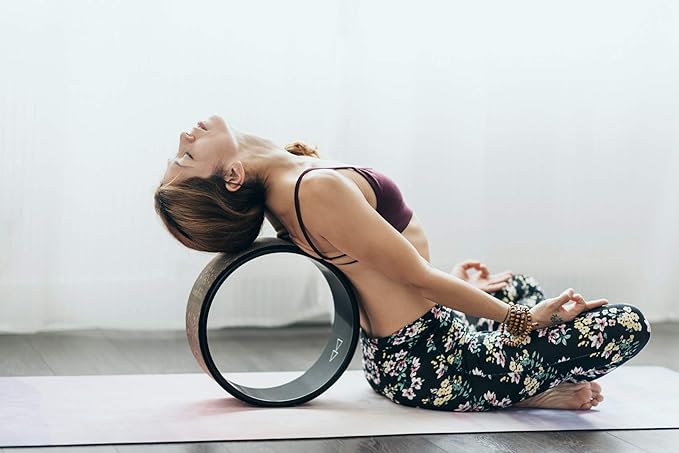 YOGA DESIGN LAB | THE YOGA WHEEL | Eco Printed, Extra Strength, Padded, Dharma Exercise Wheel | Designed in Bali | Enhance Your Postures and Stretch Deeper (Mandala Black,)