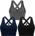 Double Couple Sports Bras for Women Padded High Impact Seamless Criss Cross Back Workout Tops Gym Activewear Bra Large