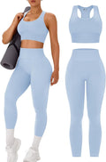 OLCHEE Womens Workout Sets 2 Piece - Acid Wash Seamless Yoga Outfits High Waist Leggings Padded Racerback Sports Bra Gym Set