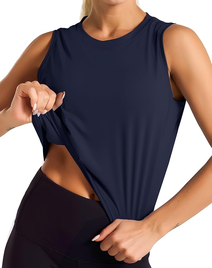 Dragon Fit Womens Ice Silk Workout Tank Tops Sleeveless Cropped Yoga Shirt for Running Gym Summer