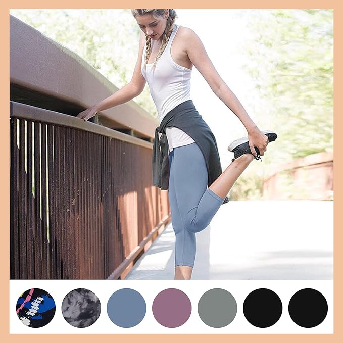 TNNZEET 7 Pack Leggings for Women - High Waisted Yoga Pants with Pockets Black Leggings Women Full Length & Capri
