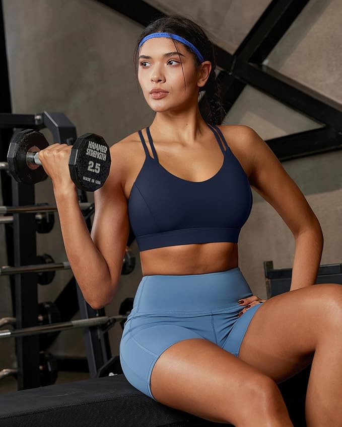 RUNNING GIRL Sports Bras for Women,Strappy Crisscross Back Padded Low Impact Running Sports Bra with Removable Cups
