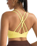 RUNNING GIRL Sports Bras for Women,Strappy Crisscross Back Padded Low Impact Running Sports Bra with Removable Cups