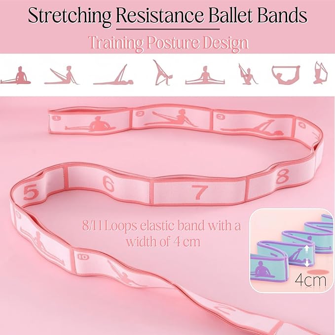 Multi-Loop Stretch Band - Yoga, Pilates, Ballet, and Physical Therapy Stretching Strap for Flexibility, Leg Stretching, and Exercise - Durable Stretching Equipment for Dance and Fitness