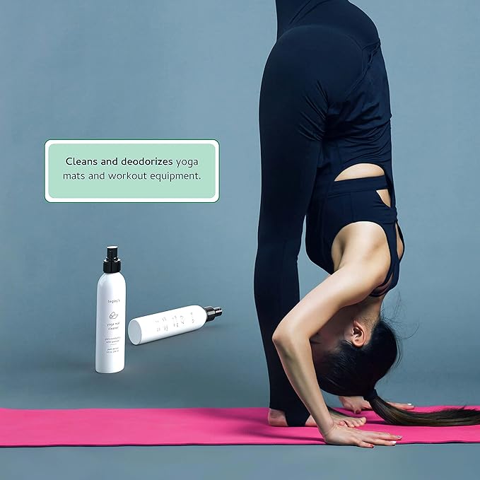 Begley's Yoga Mat Cleaner and Deodorizer Spray 8oz, with Fragrant Essential Oils, Pure Eucalyptus & Lavender - 2 Pack
